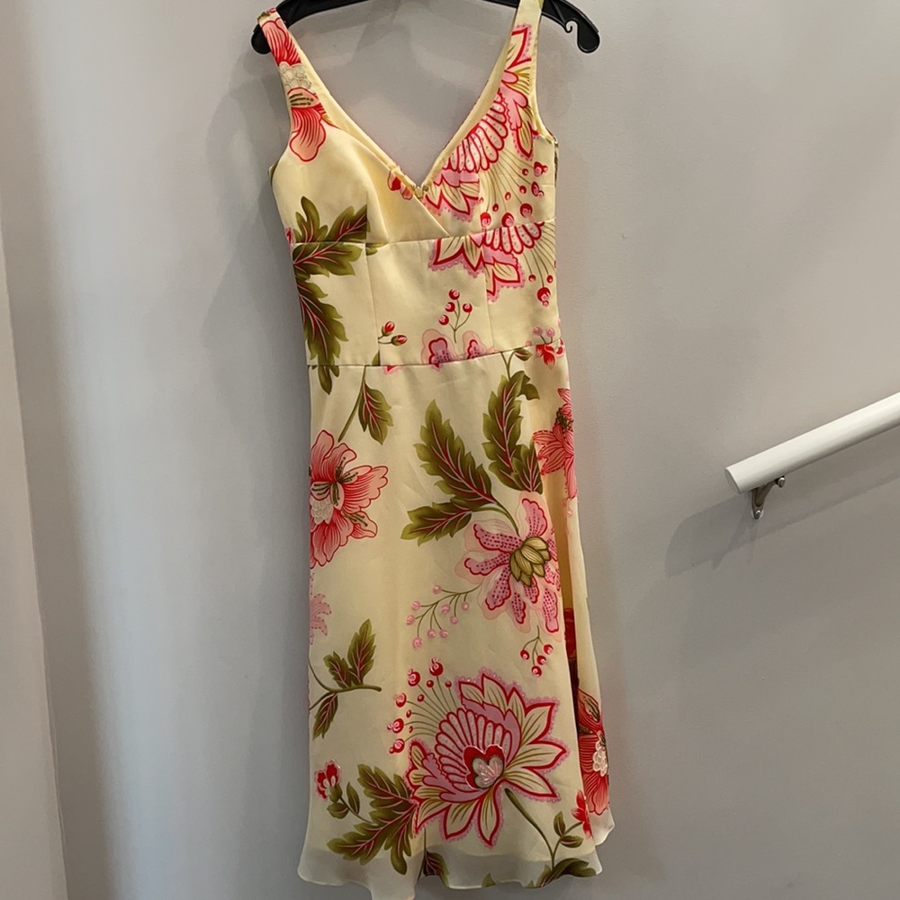 NWT Yellow Floral Beaded Midi Dress - Picture 10 of 13